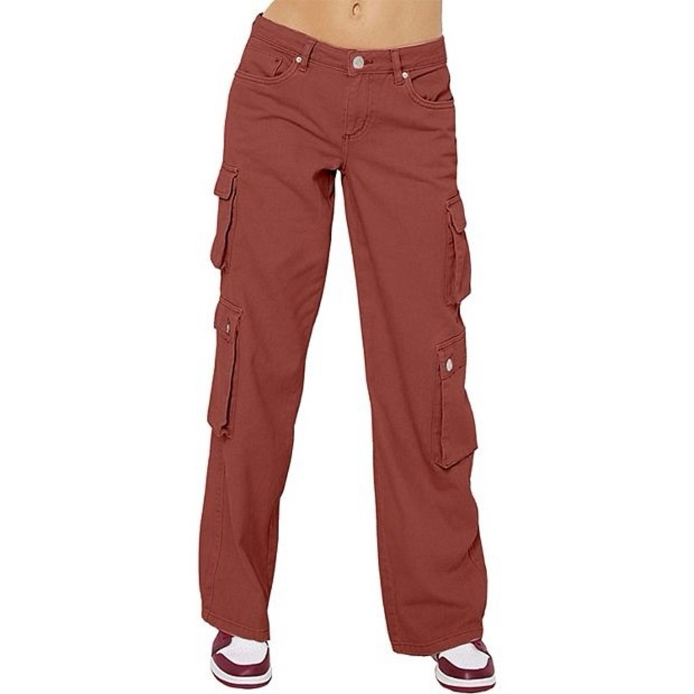 Harper & Ivy Women's Twill Denim Cargo Pants Brown/Orange Size M New